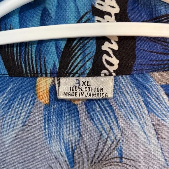 Jamaican Tropical Palm Tree Print Button-Up Beach Shirt – Plus Size 3X GUC - Picture 5 of 7